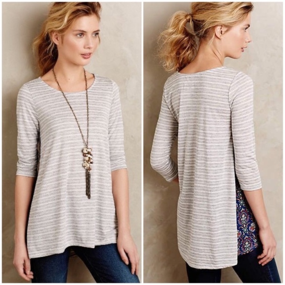 Anthropologie Pattern Play Swing Tunic by Puella Blue Stripe NWOT S Small